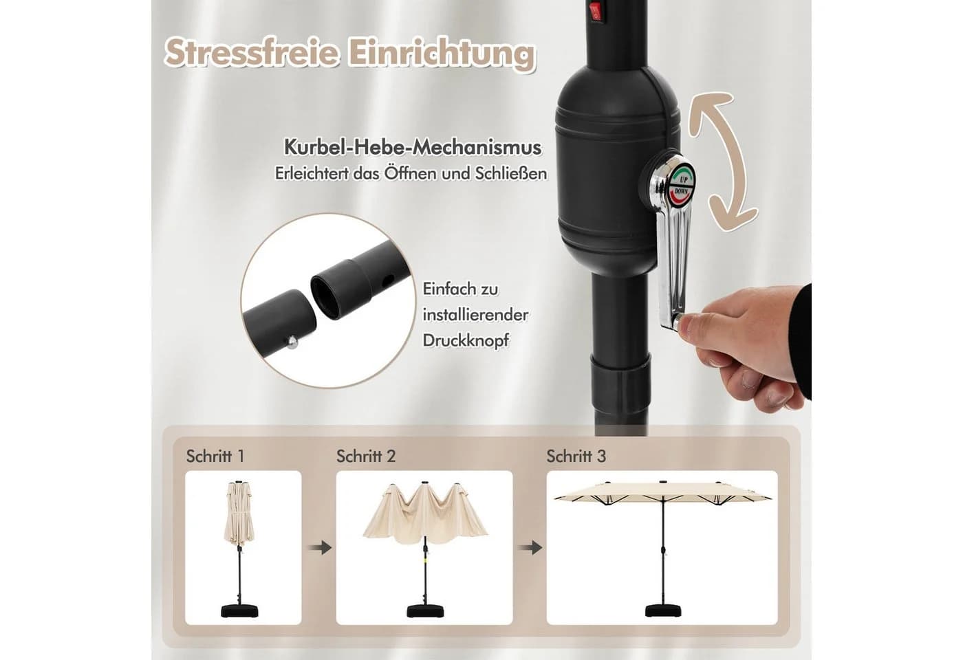 KOMFOTTEU Sonnenschirm 4x2m mit LED & Ständer - Bild 5