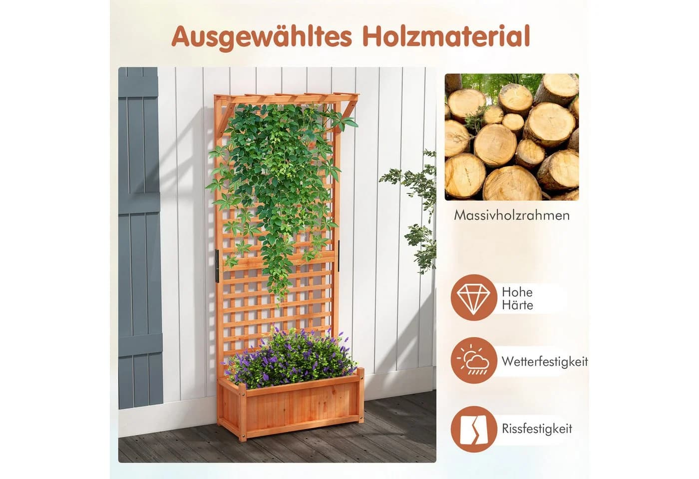 COSTWAY Hochbeet mit Spalier & Dach aus Tannenholz - Bild 4