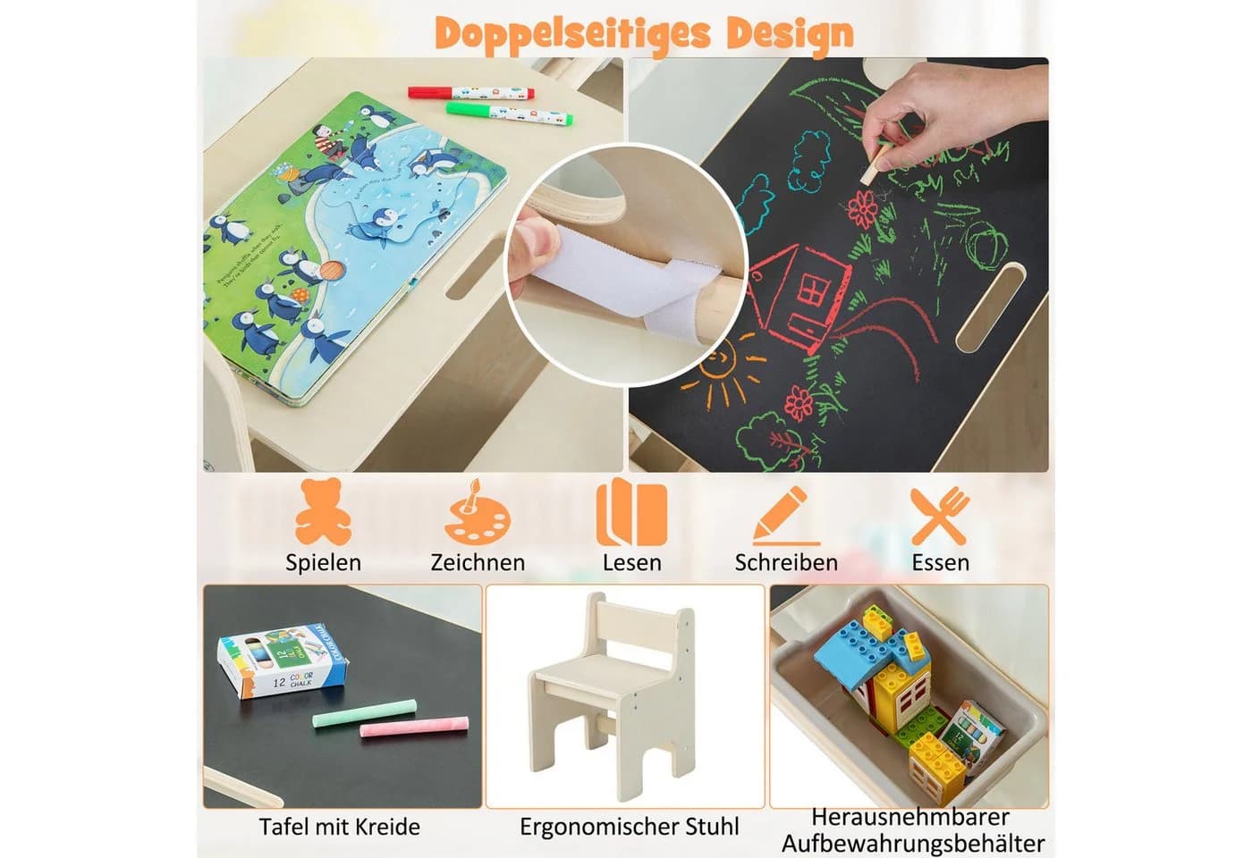 COSTWAY Spielzelt 6 in 1 Kindersitzgruppe Holz - Bild 3