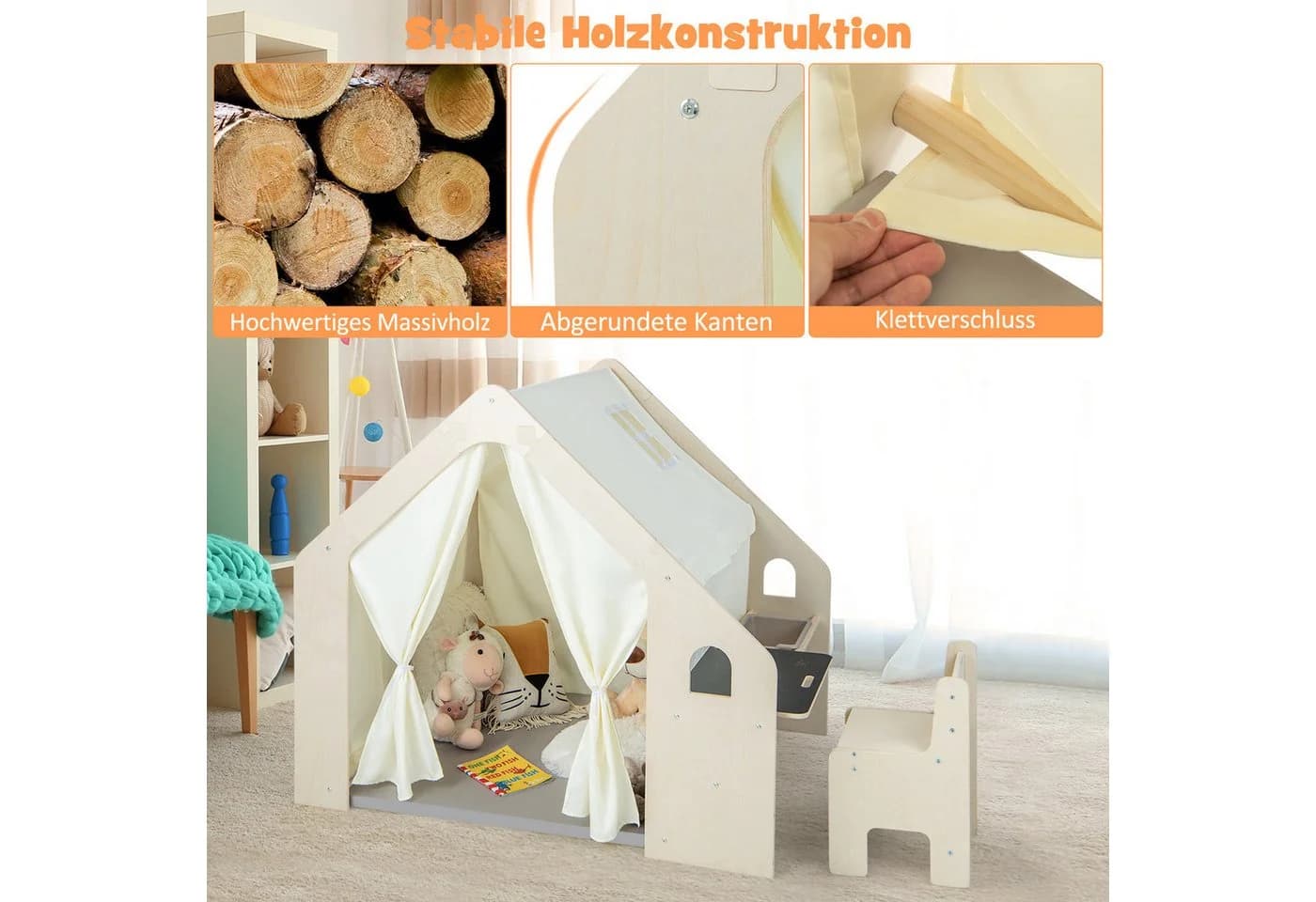 COSTWAY Spielzelt 6 in 1 Kindersitzgruppe Holz - Bild 4