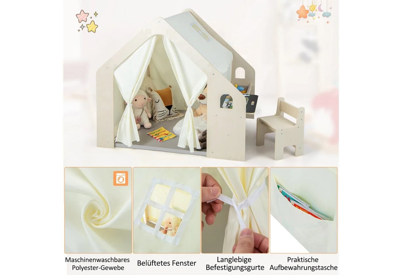 COSTWAY Spielzelt 6 in 1 Kindersitzgruppe Holz - Bild 5