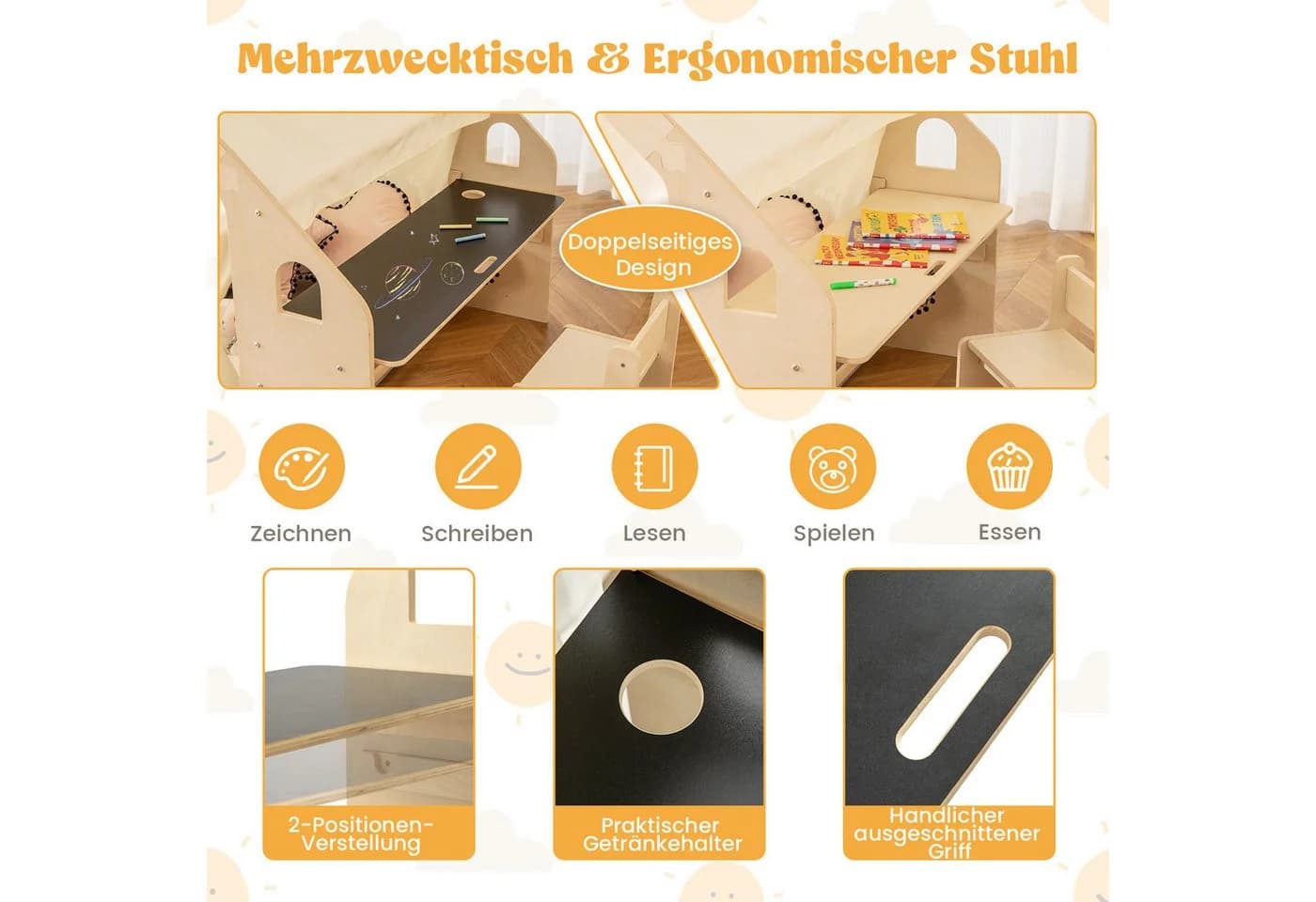 COSTWAY Spielzelt 6 in 1 Spielhaus Holz - Bild 3
