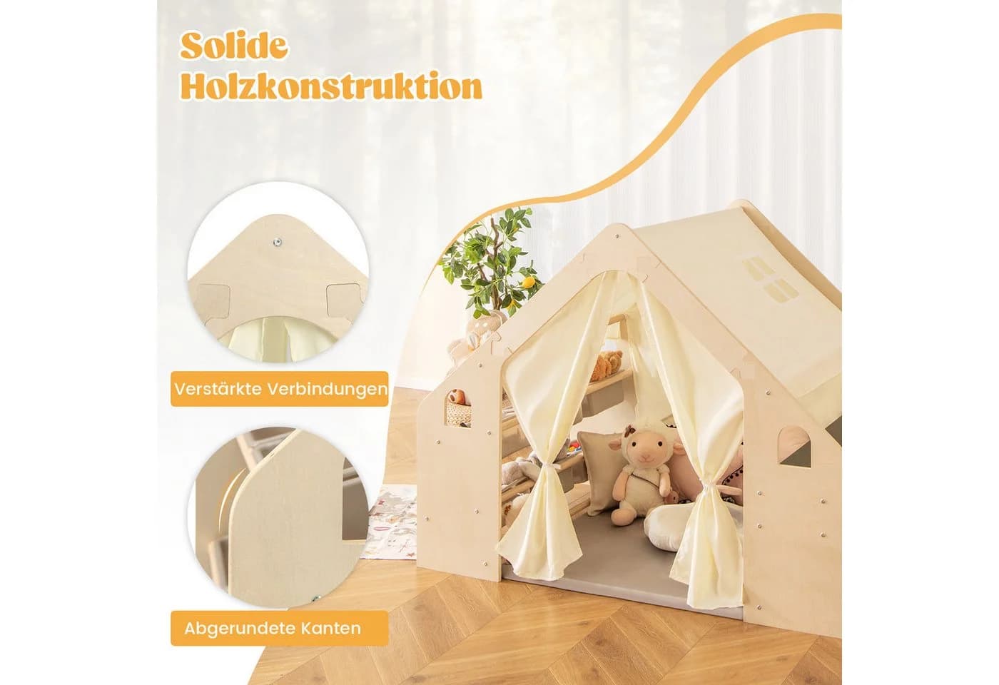COSTWAY Spielzelt 6 in 1 Spielhaus Holz - Bild 4