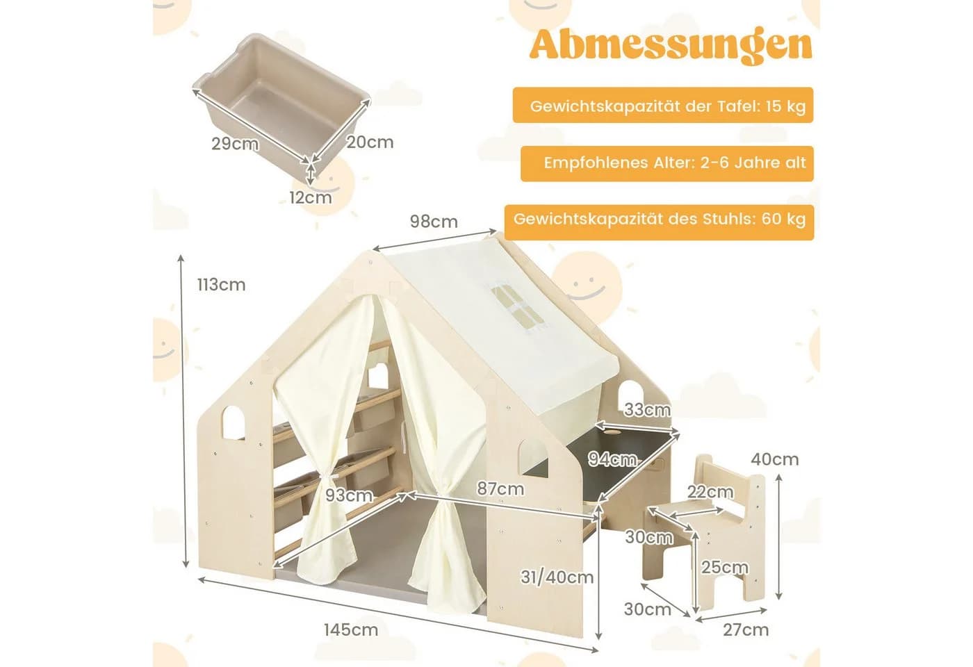 COSTWAY Spielzelt 6 in 1 Spielhaus Holz - Bild 5