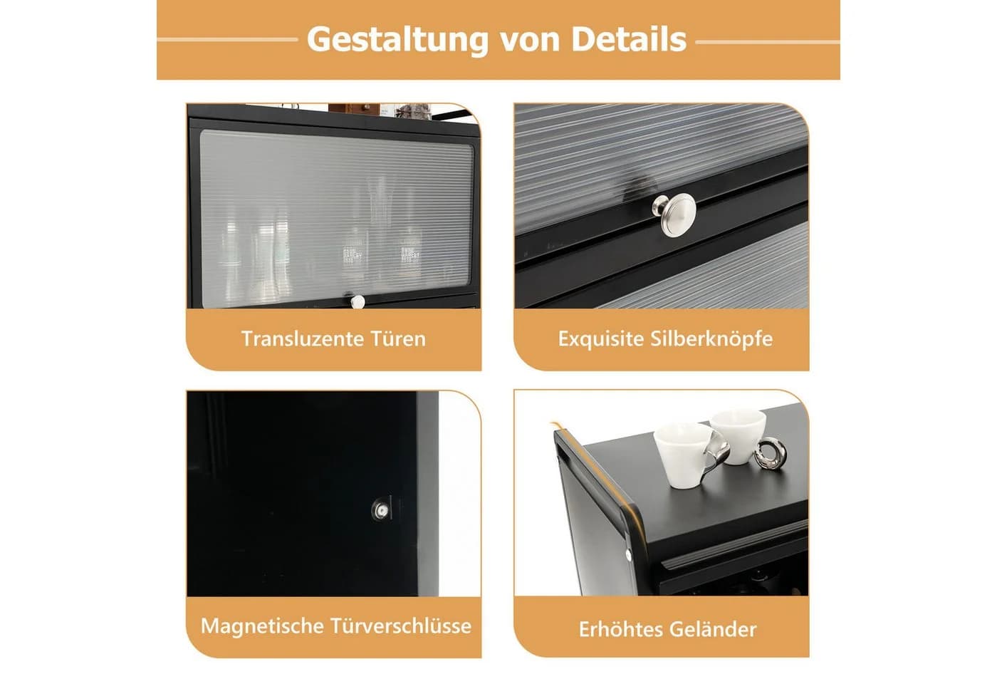 KOMFOTTEU Küchenregal auf Rollen mit 5 Ebenen & Tür, 60x32x154 cm - Bild 4