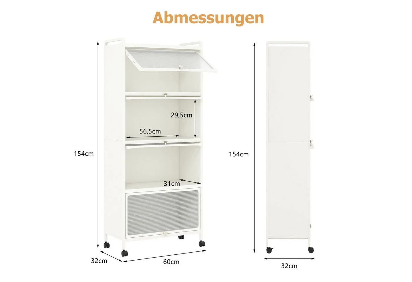 KOMFOTTEU Küchenregal auf Rollen mit Tür und 5 Ebenen - Bild 5