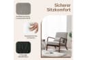 COSTWAY Relaxsessel Beige/Grau Holz 65x79x77cm Bild 4