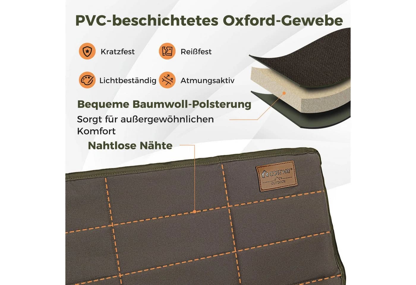COSTWAY Campingstuhl 2-Sitzer Klappstuhl Grün - Bild 4