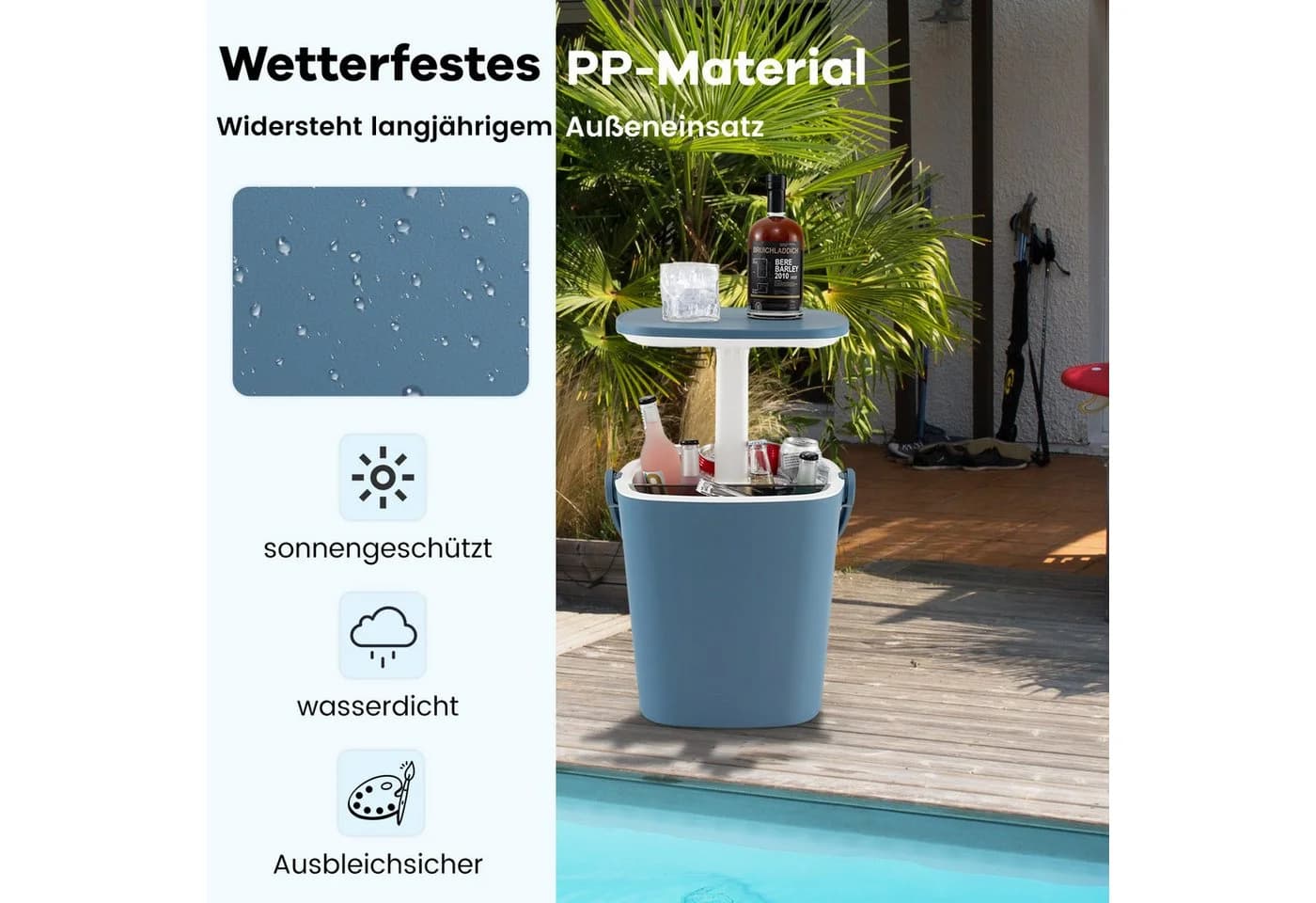 COSTWAY Gartentisch 3 in 1 Cool Bar Kühlbox mit Eiszange - Bild 4