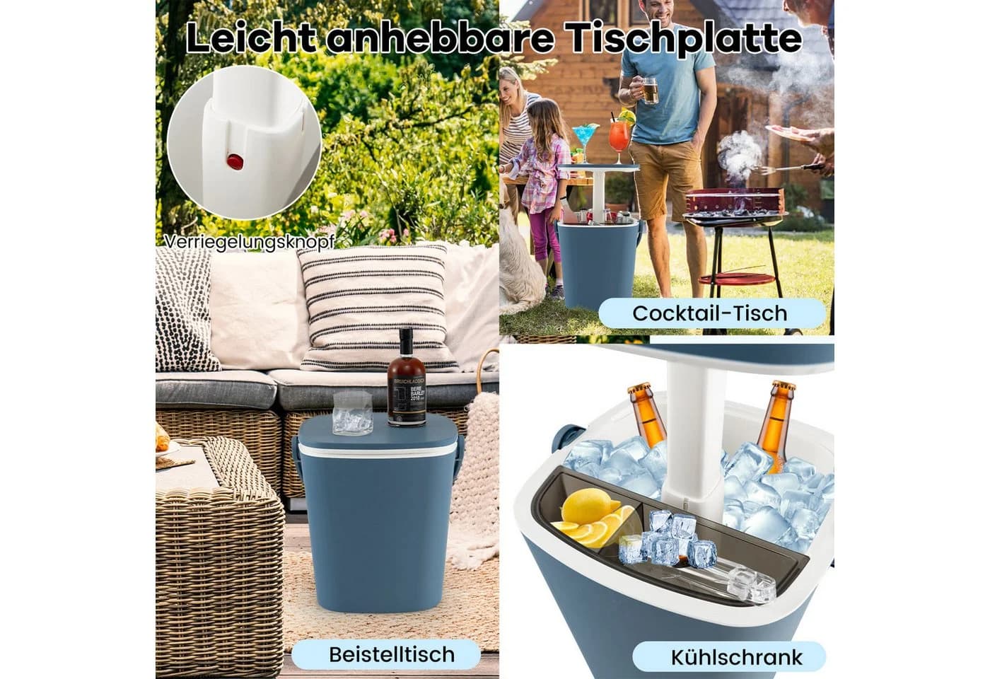 COSTWAY Gartentisch 3 in 1 Cool Bar Kühlbox mit Eiszange - Bild 5
