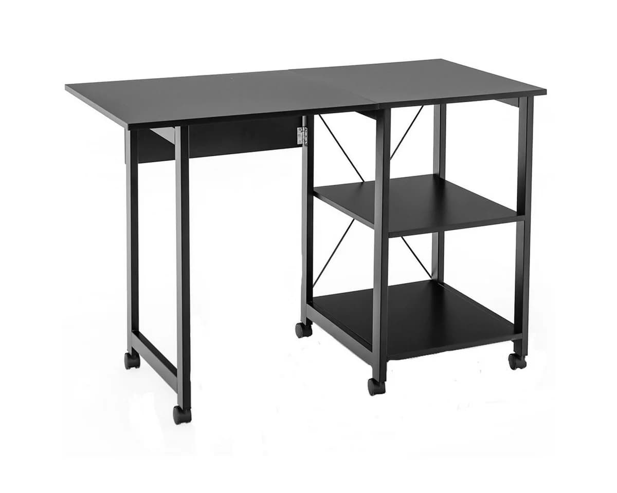 COSTWAY Klappbarer Computertisch mit Rollen & abnehmbarem Regal - Bild 2
