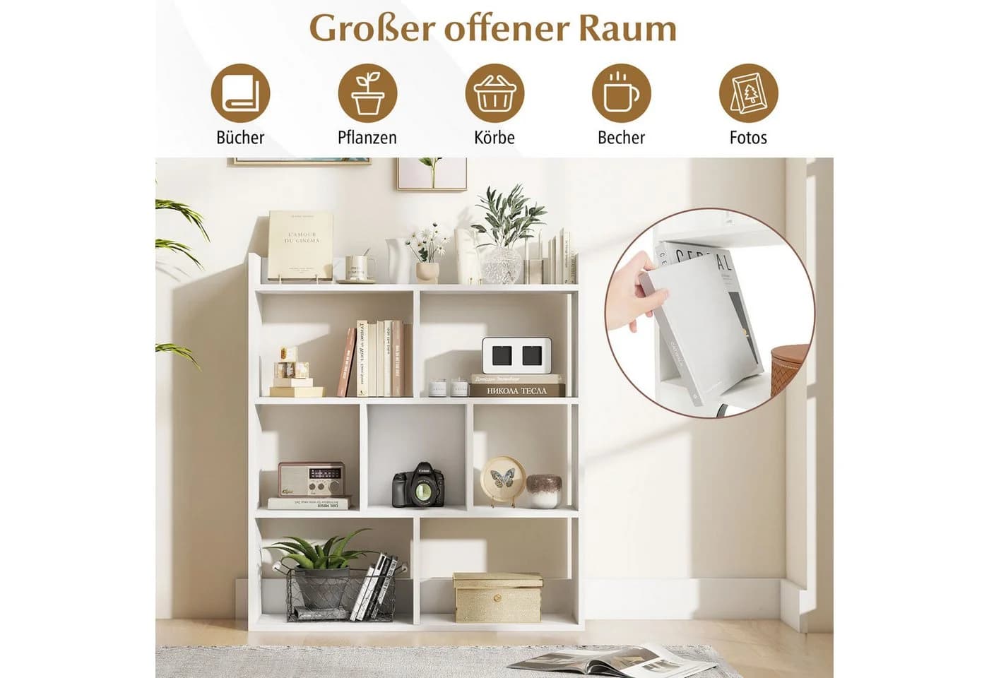 KOMFOTTEU Bücherregal Würfelregal 7 Fächer Weiß - Bild 4