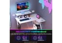 KOMFOTTEU Computertisch mit USB & Steckdosen Rosa/Weiß Bild 3