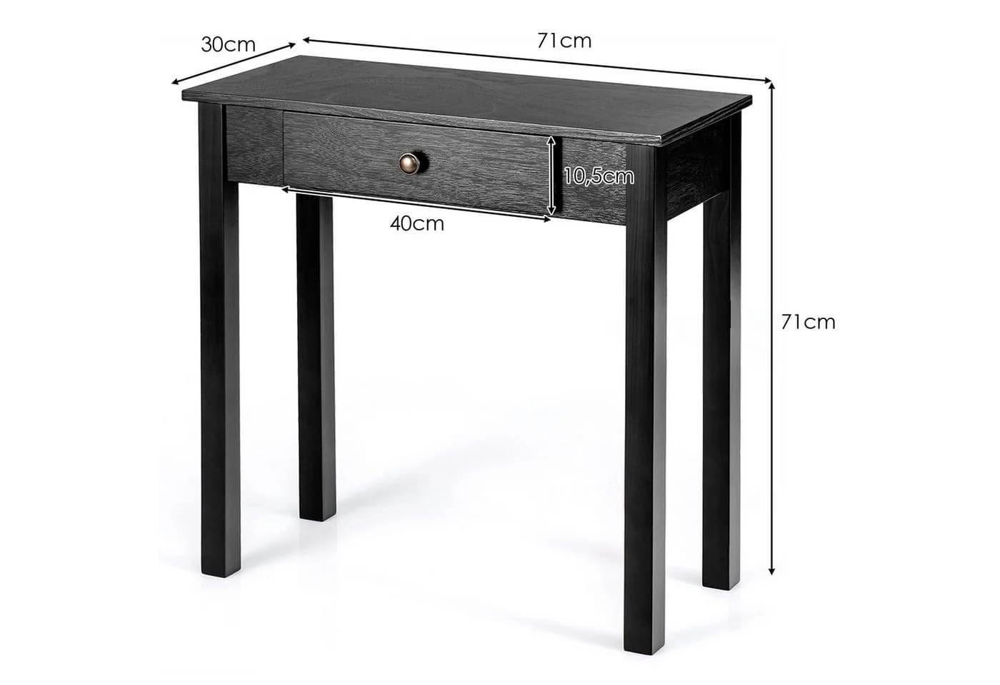 KOMFOTTEU Konsolentisch Schmaler Flurtisch mit Schublade Schwarz - Bild 5
