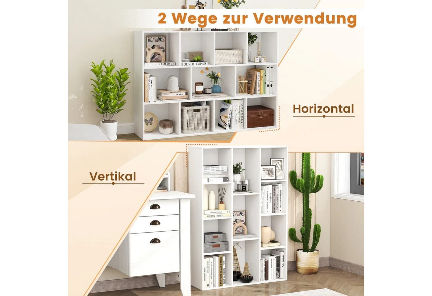 COSTWAY Bücherregal 11 Fächer Weiß Holzwerkstoff - Bild 4