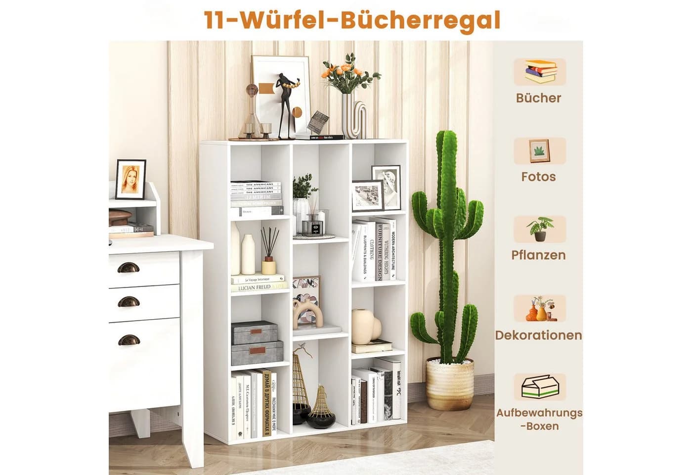 COSTWAY Bücherregal 11 Fächer Weiß Holzwerkstoff - Bild 5