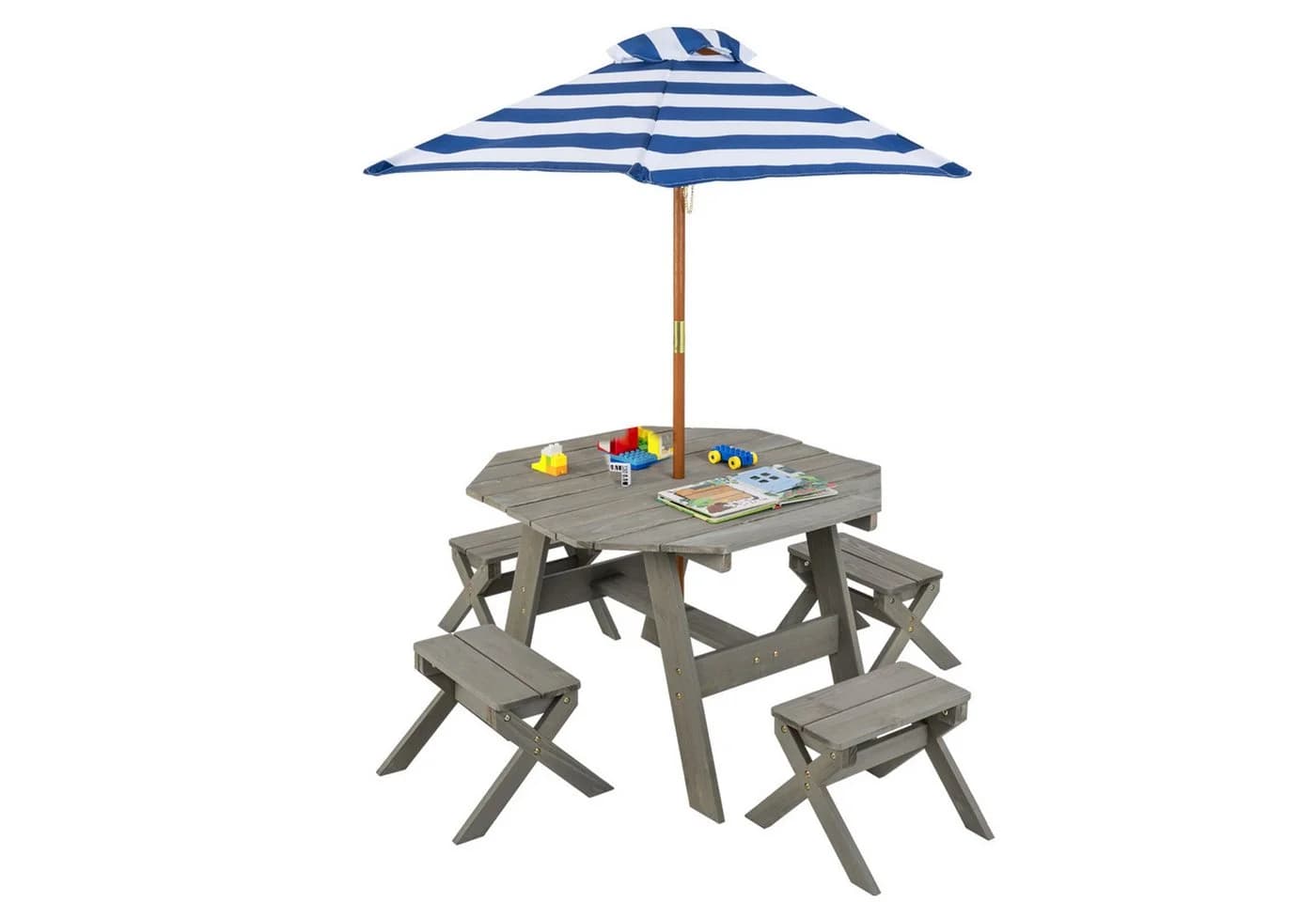COSTWAY Garten-Kindersitzgruppe 6-tlg. Picknicktisch Holz