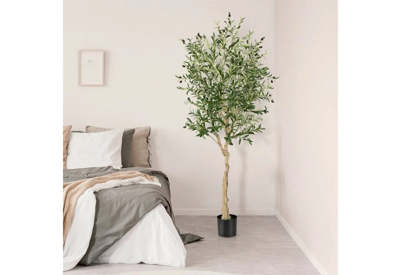 Kunstpflanze Olivenbaum COSTWAY 182 cm mit 72 Früchten