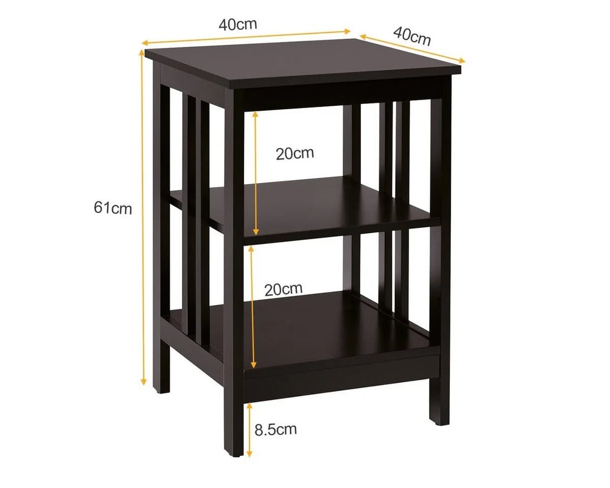 COSTWAY Nachttisch 3 Ebenen Beistelltisch 2er Set Braun - Bild 5