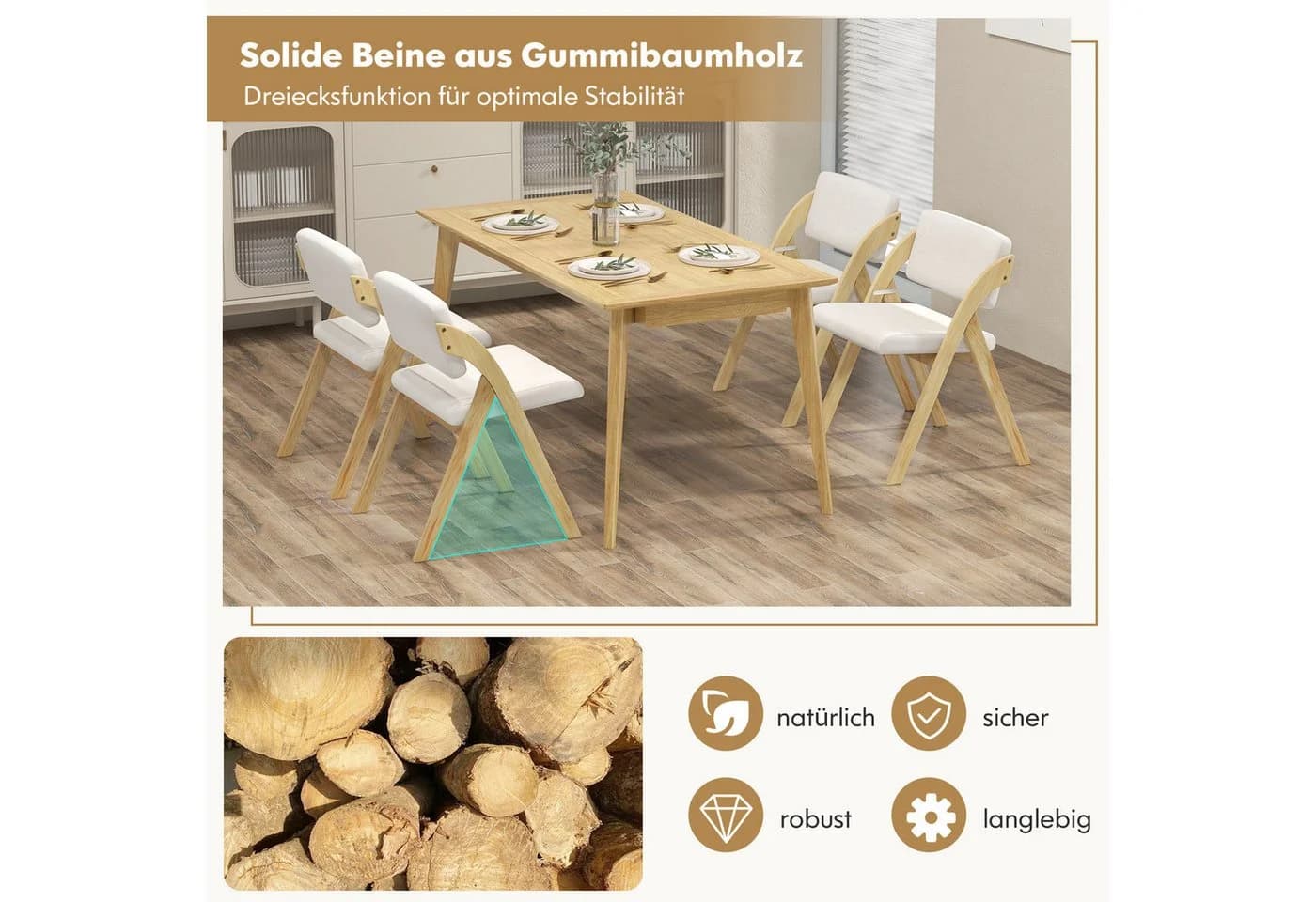 COSTWAY Klappstuhl 2er Set Beige - Bild 4