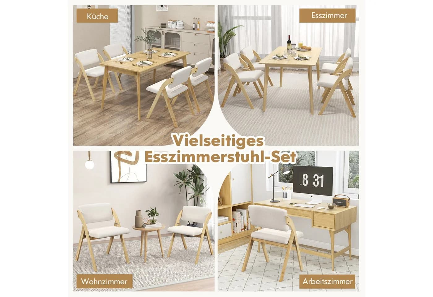 COSTWAY Klappstuhl 2er Set Beige - Bild 5