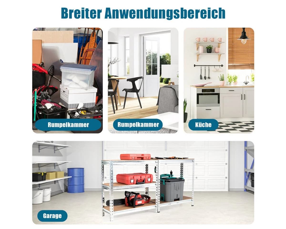 KOMFOTTEU Schwerlastregal 5-stufig Silber Metall - Bild 4