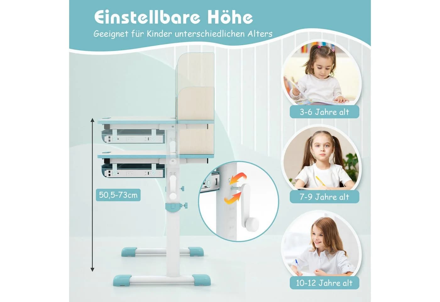 KOMFOTTEU Kinderschreibtisch neigbar für Kinder 3-12 Jahre - Bild 3