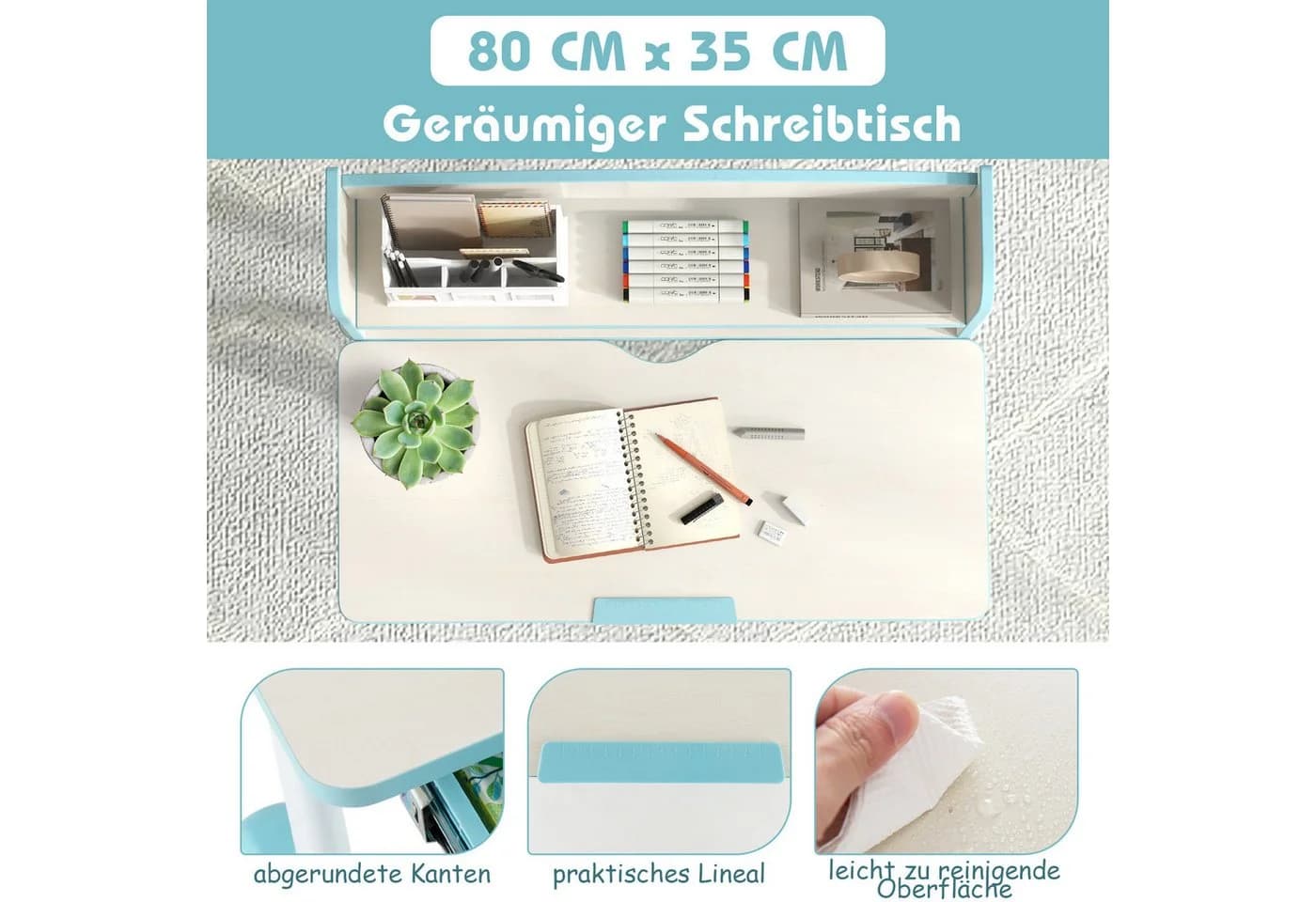 KOMFOTTEU Kinderschreibtisch neigbar für Kinder 3-12 Jahre - Bild 4