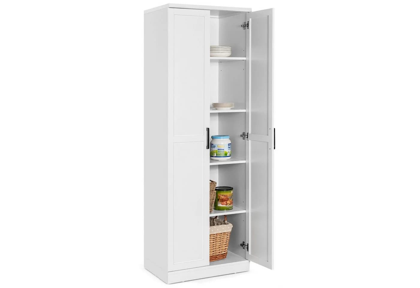 KOMFOTTEU Hochschrank Mehrzweckschrank Weiß/Schwarz - Bild 2