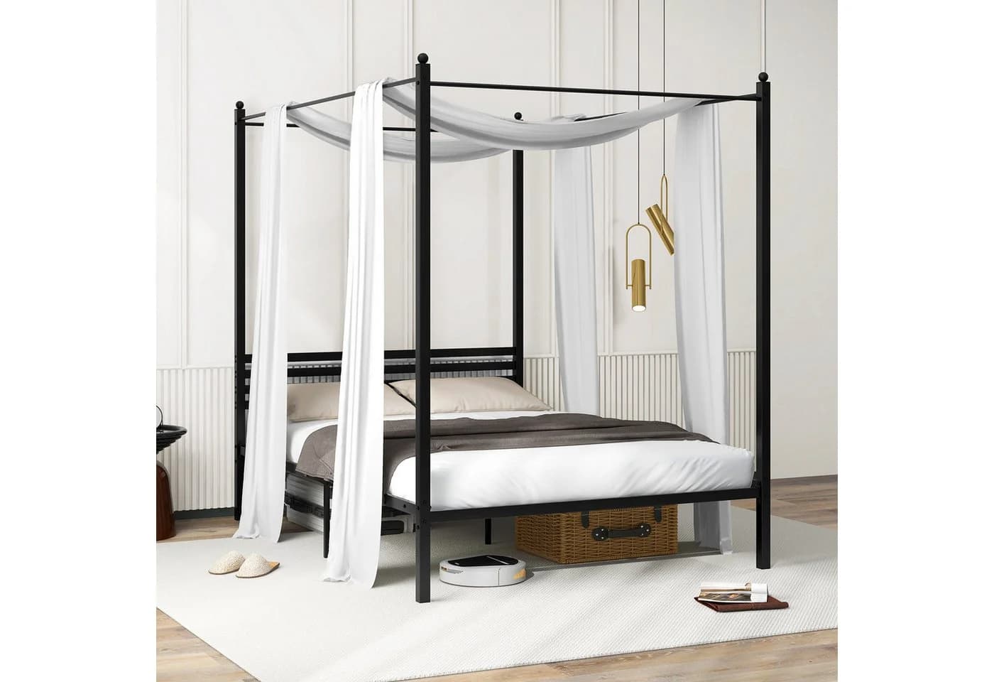 COSTWAY Himmelbett 140x200cm Metall Bettgestell - Bild 2
