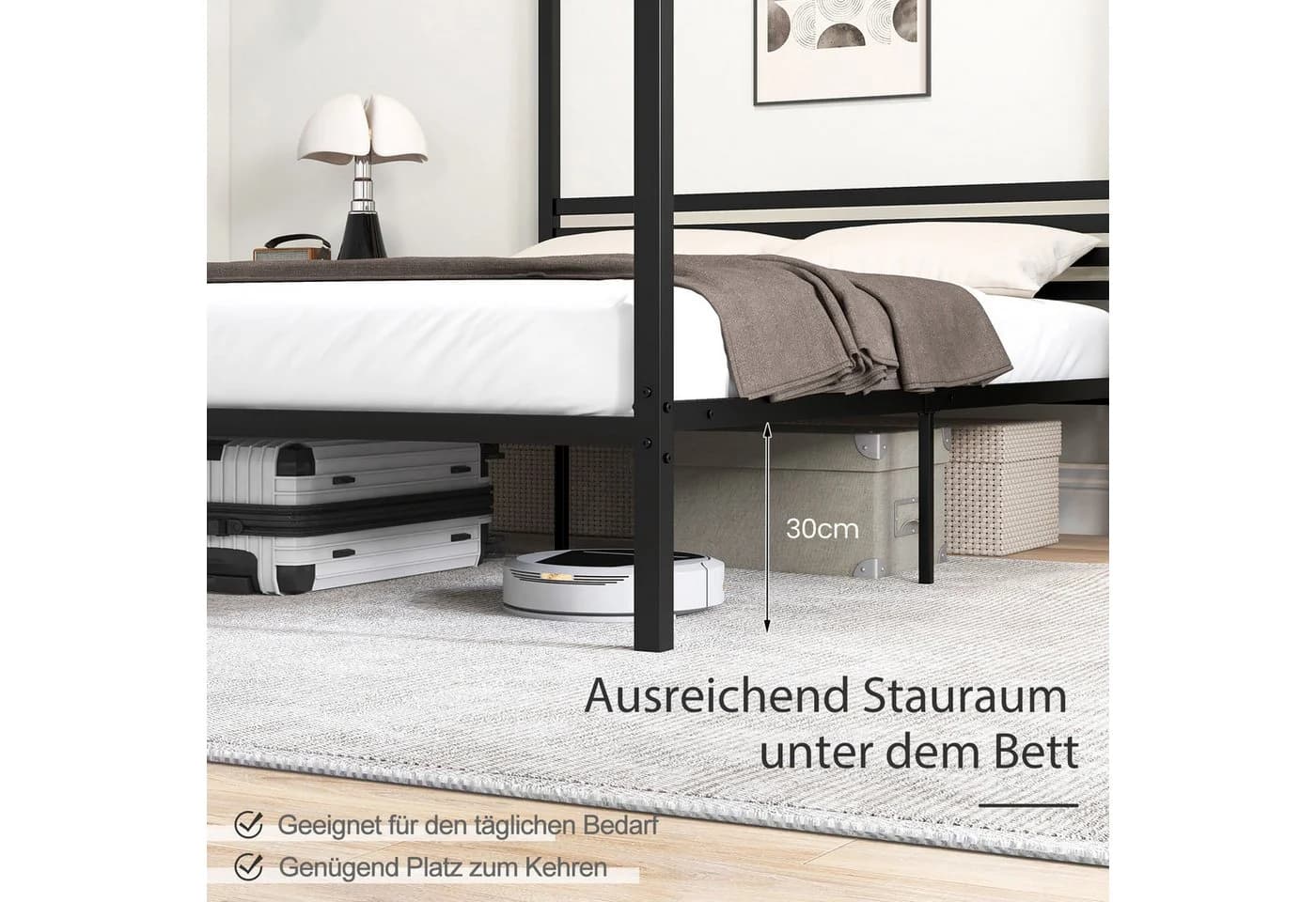 COSTWAY Himmelbett 140x200cm Metall Bettgestell - Bild 4