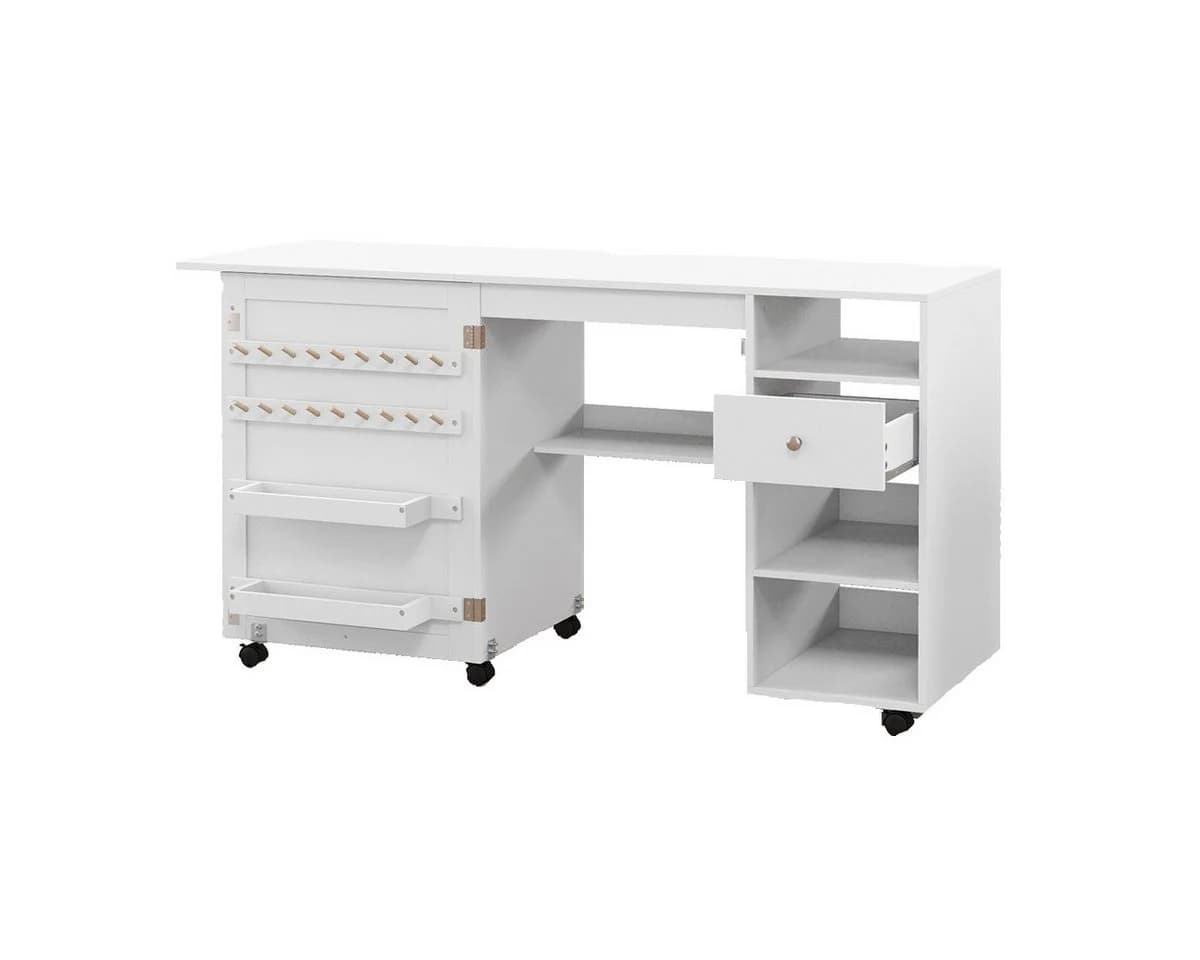 COSTWAY Schreibtisch 2 in 1 Nähschrank Klappbar mit Ablage auf Rollen - Bild 2