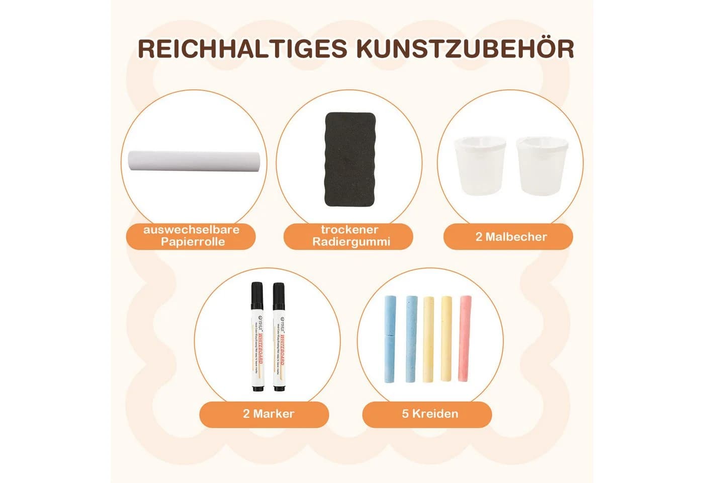 COSTWAY Kinder Staffelei Set mit Bank, 6 in 1, höhenverstellbar - Bild 4