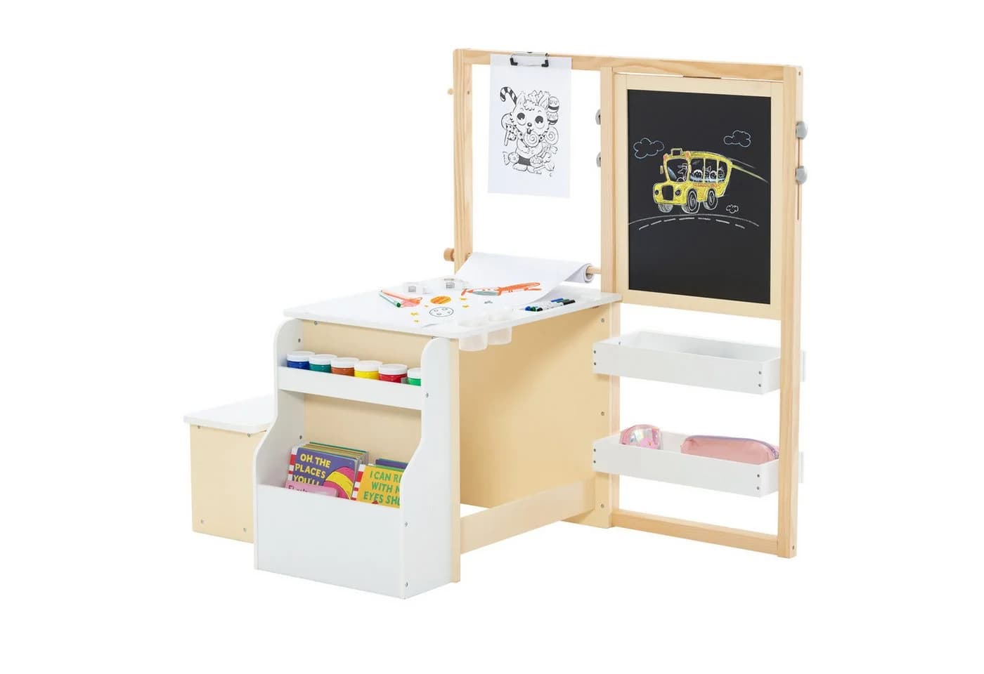 COSTWAY Kinder Staffelei 6-in-1 mit Bank, höhenverstellbar - Bild 2
