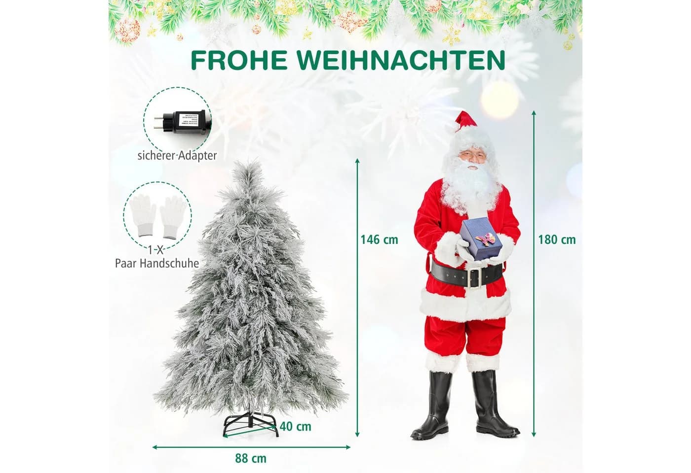 COSTWAY Künstlicher Weihnachtsbaum 146cm mit 150 LEDs & Ständer - Bild 3