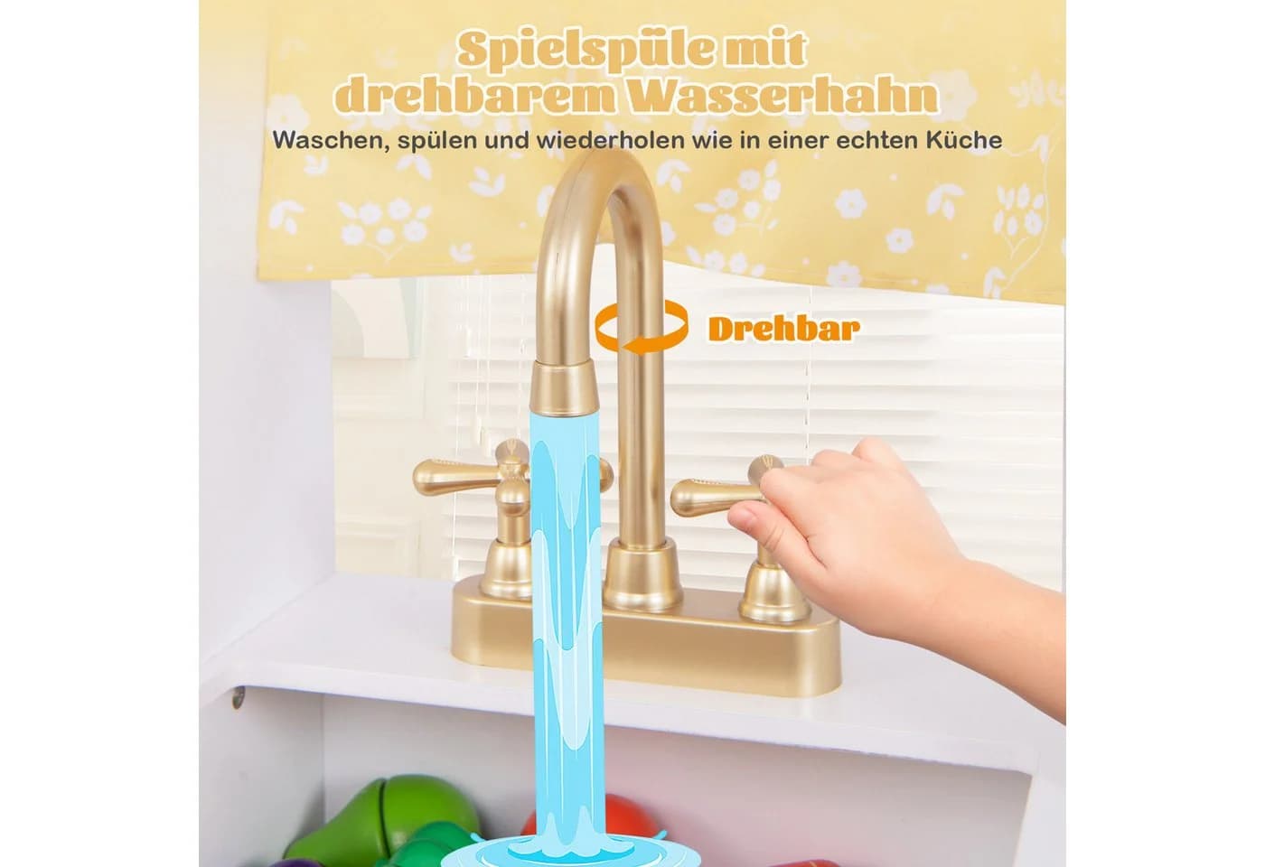 COSTWAY Spielküche Holz Kinderküche mit Ofen Spüle Herd