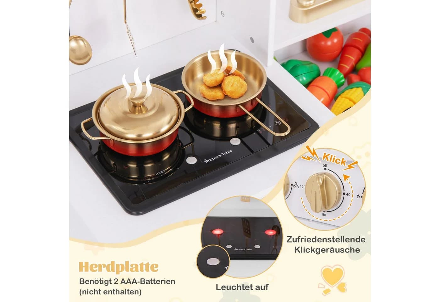 COSTWAY Spielküche Holz Kinderküche mit Ofen Spüle Herd - Bild 5