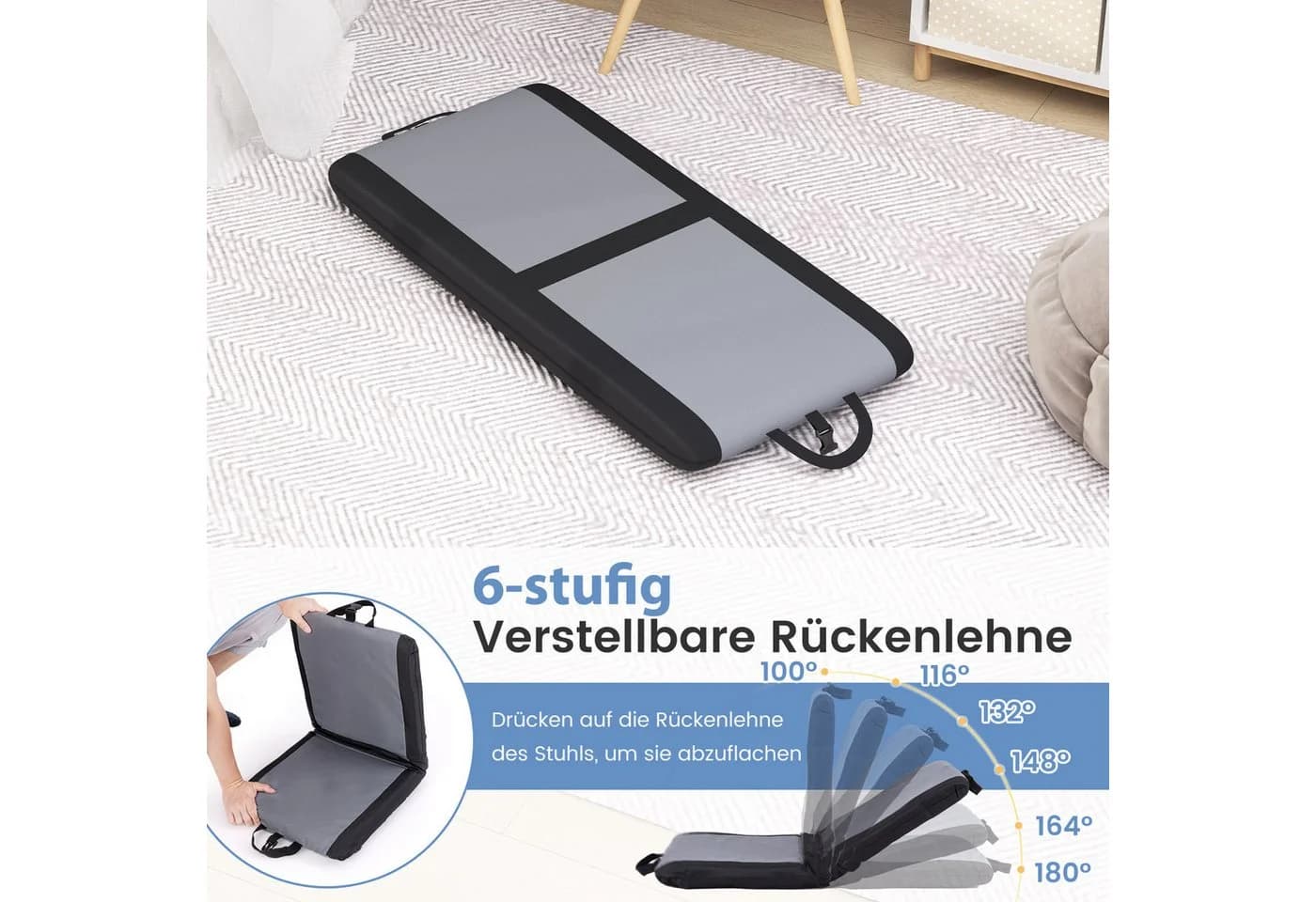 COSTWAY Relaxsessel Sitzkissen faltbar Grau
