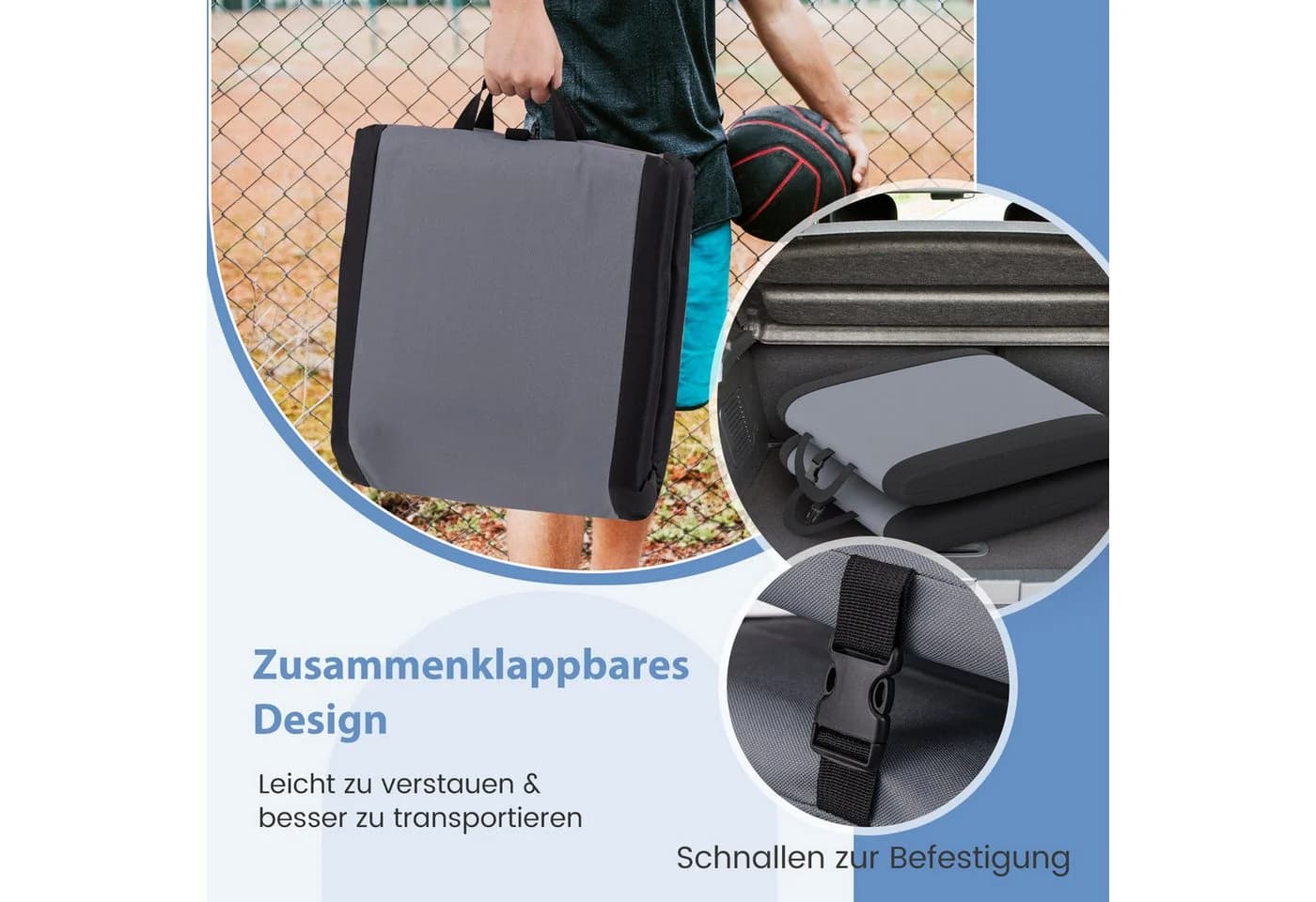 COSTWAY Relaxsessel Sitzkissen faltbar Grau - Bild 4