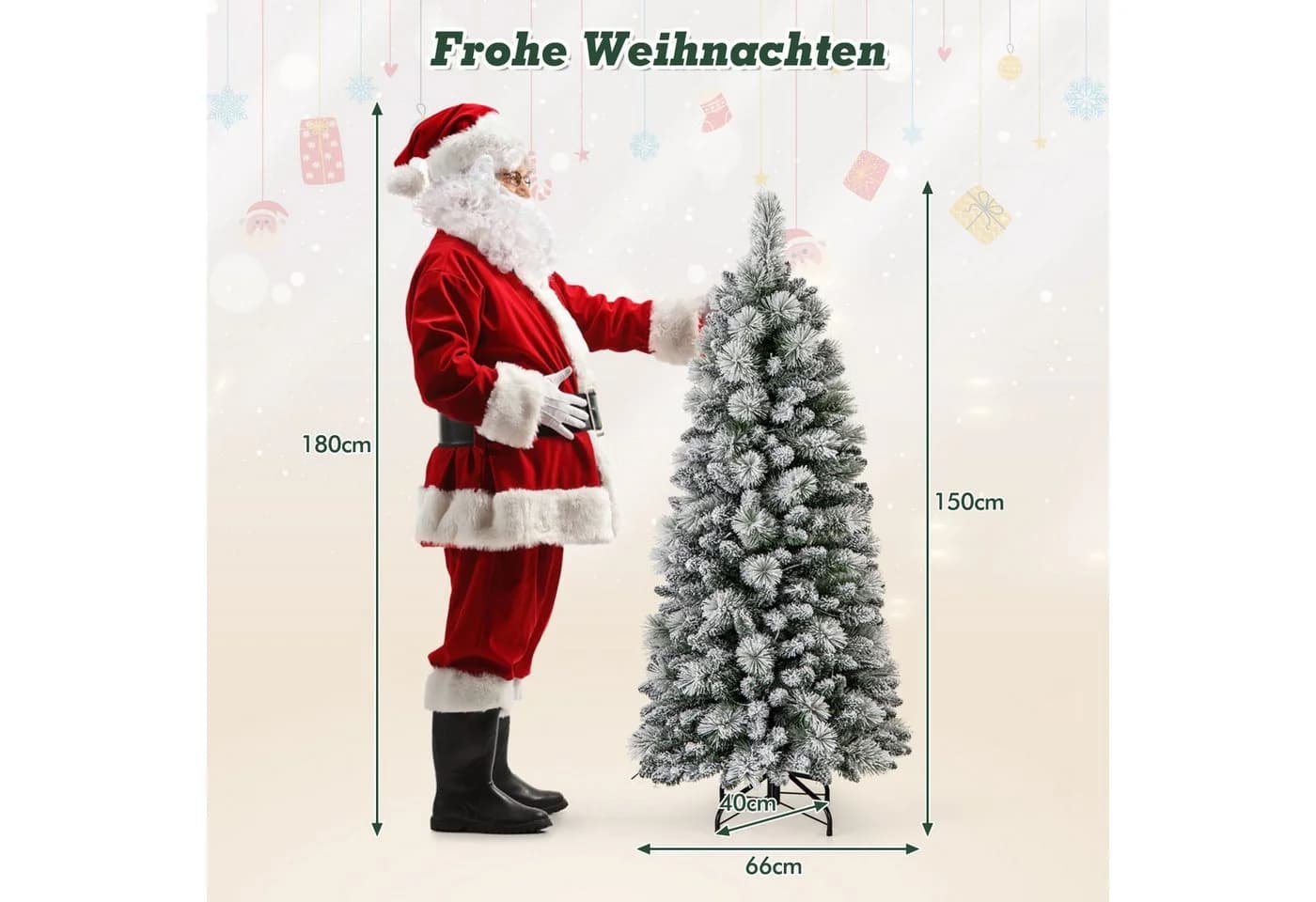 COSTWAY Künstlicher Weihnachtsbaum 150cm 130 LEDs 378 Zweigspitze - Bild 3