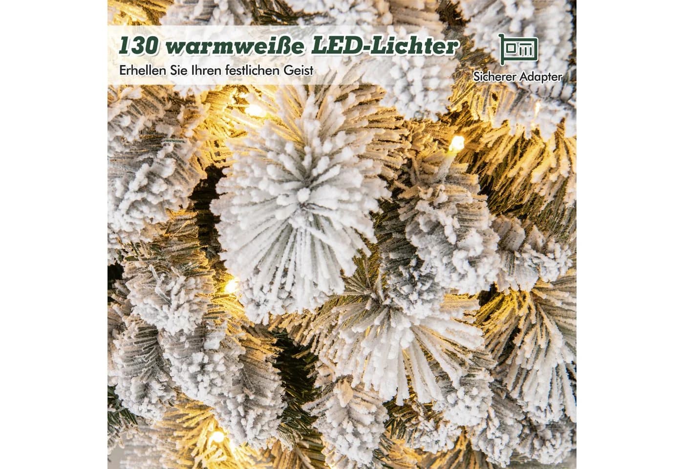 COSTWAY Künstlicher Weihnachtsbaum 150cm 130 LEDs 378 Zweigspitze - Bild 5