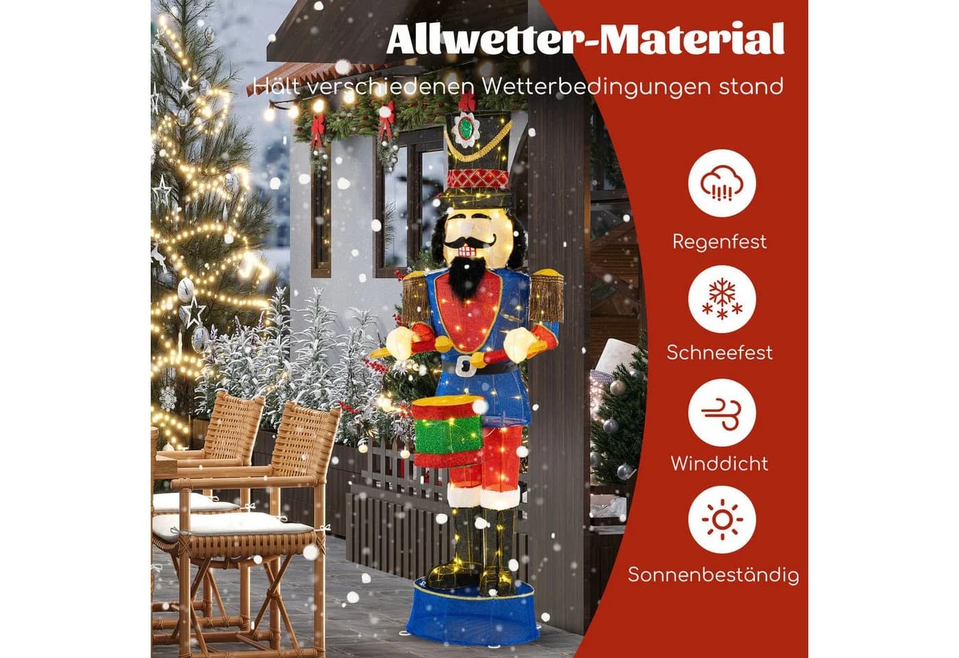 COSTWAY Nussknacker 185 cm mit 100 LED-Lichtern - Bild 4