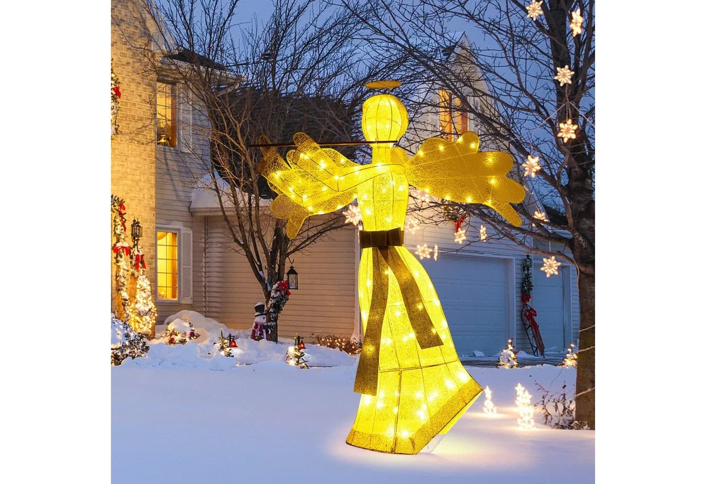COSTWAY Weihnachtsfigur LED Weihnachtsengel 150cm hoch - Bild 2