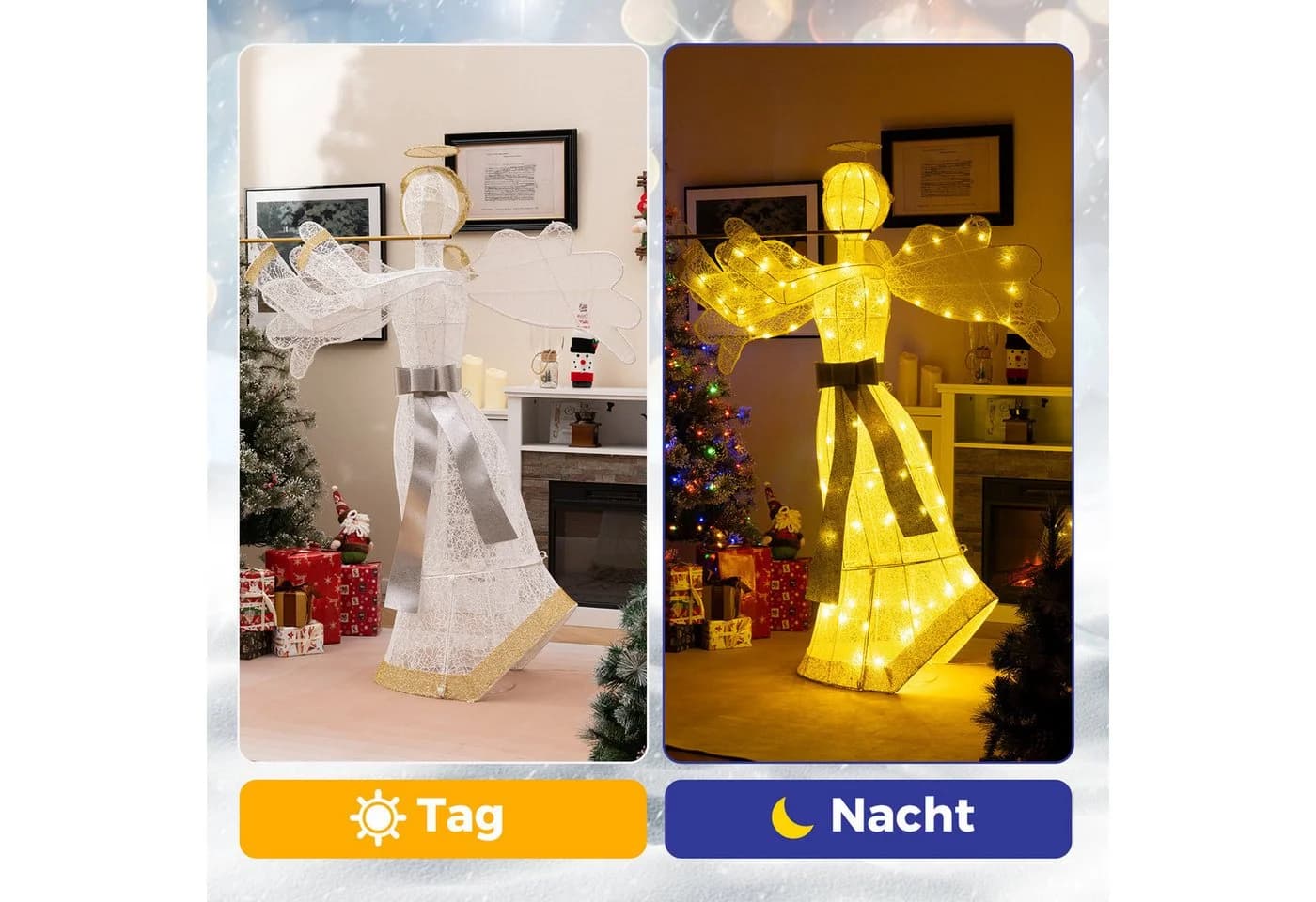 COSTWAY Weihnachtsfigur LED Weihnachtsengel 150cm hoch - Bild 3