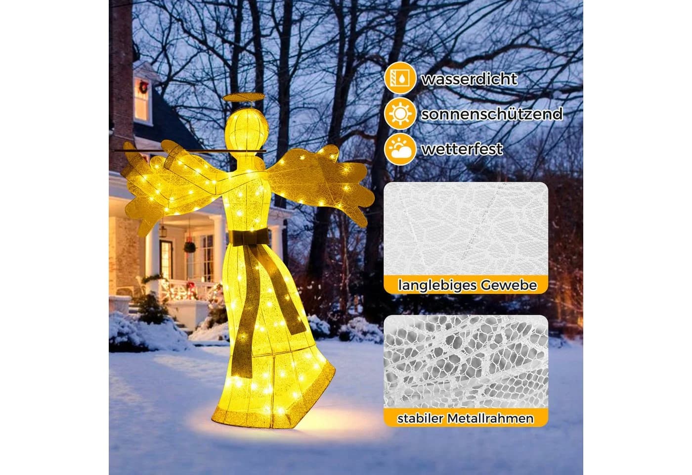 COSTWAY Weihnachtsfigur LED Weihnachtsengel 150cm hoch - Bild 5