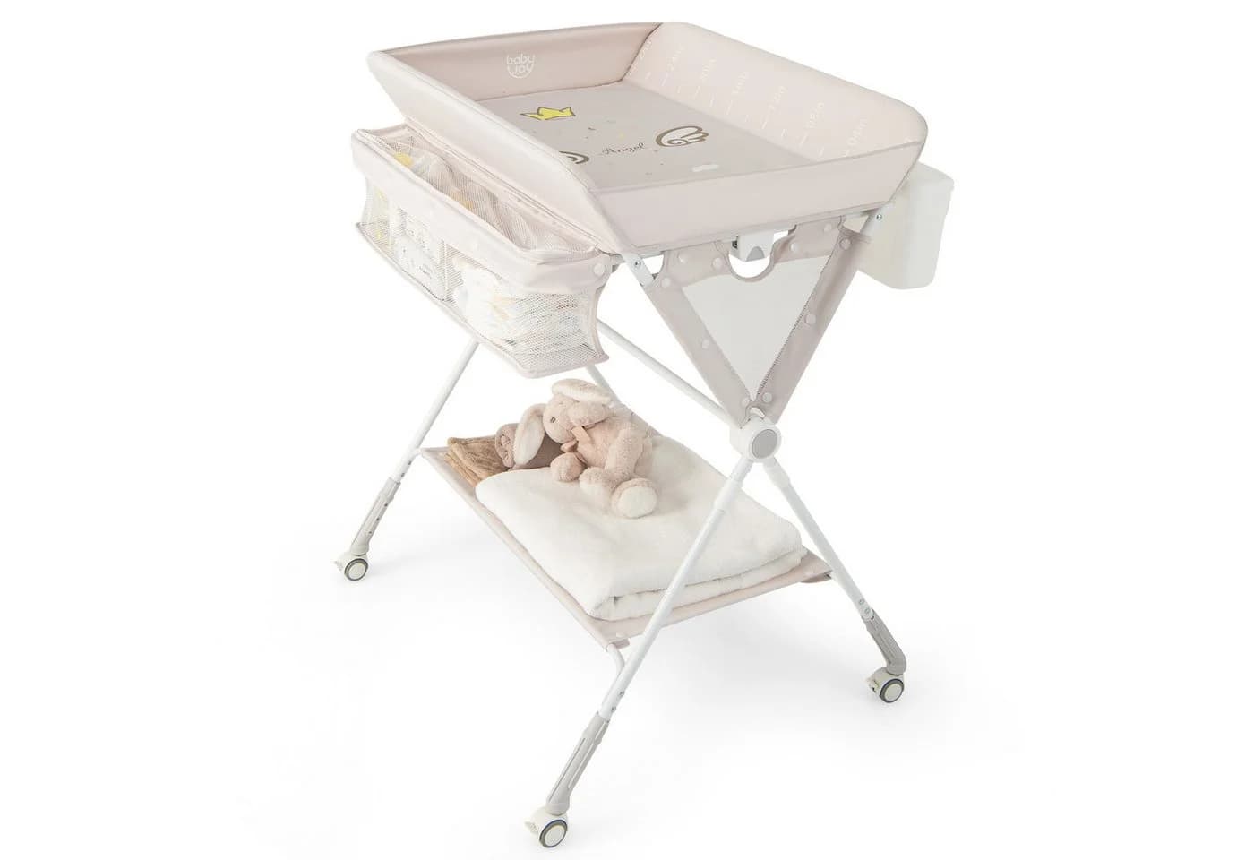 COSTWAY Wickeltisch 3in1 Wickelkommode Beige Klappbar - Bild 2