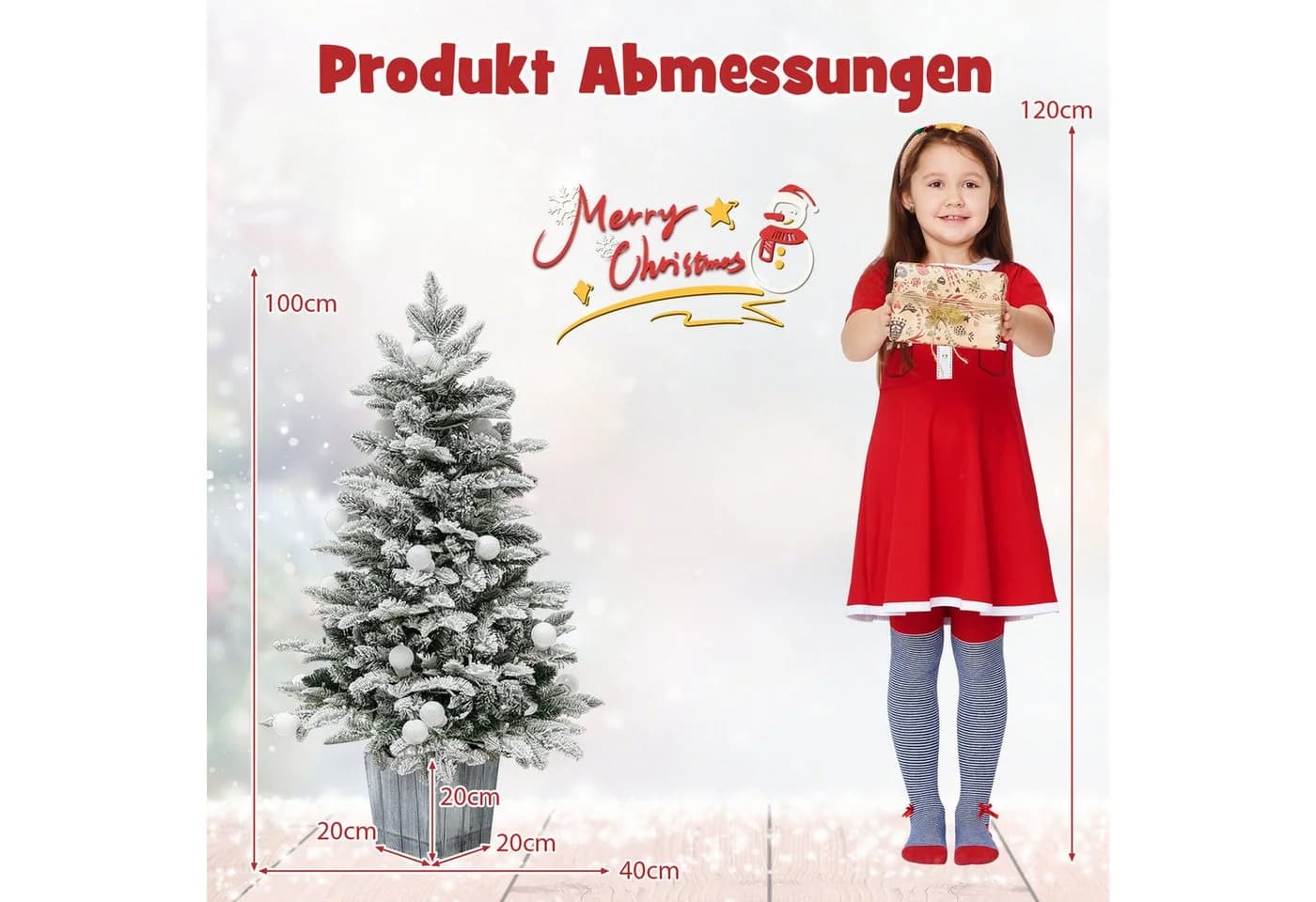 COSTWAY Künstlicher Weihnachtsbaum 100cm 80 mehrfarbige LEDs 148 Spitzen - Bild 3