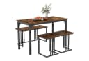COSTWAY Essgruppe 4-tlg. mit Bank & 2 Hockern Braun/Schwarz Bild 2