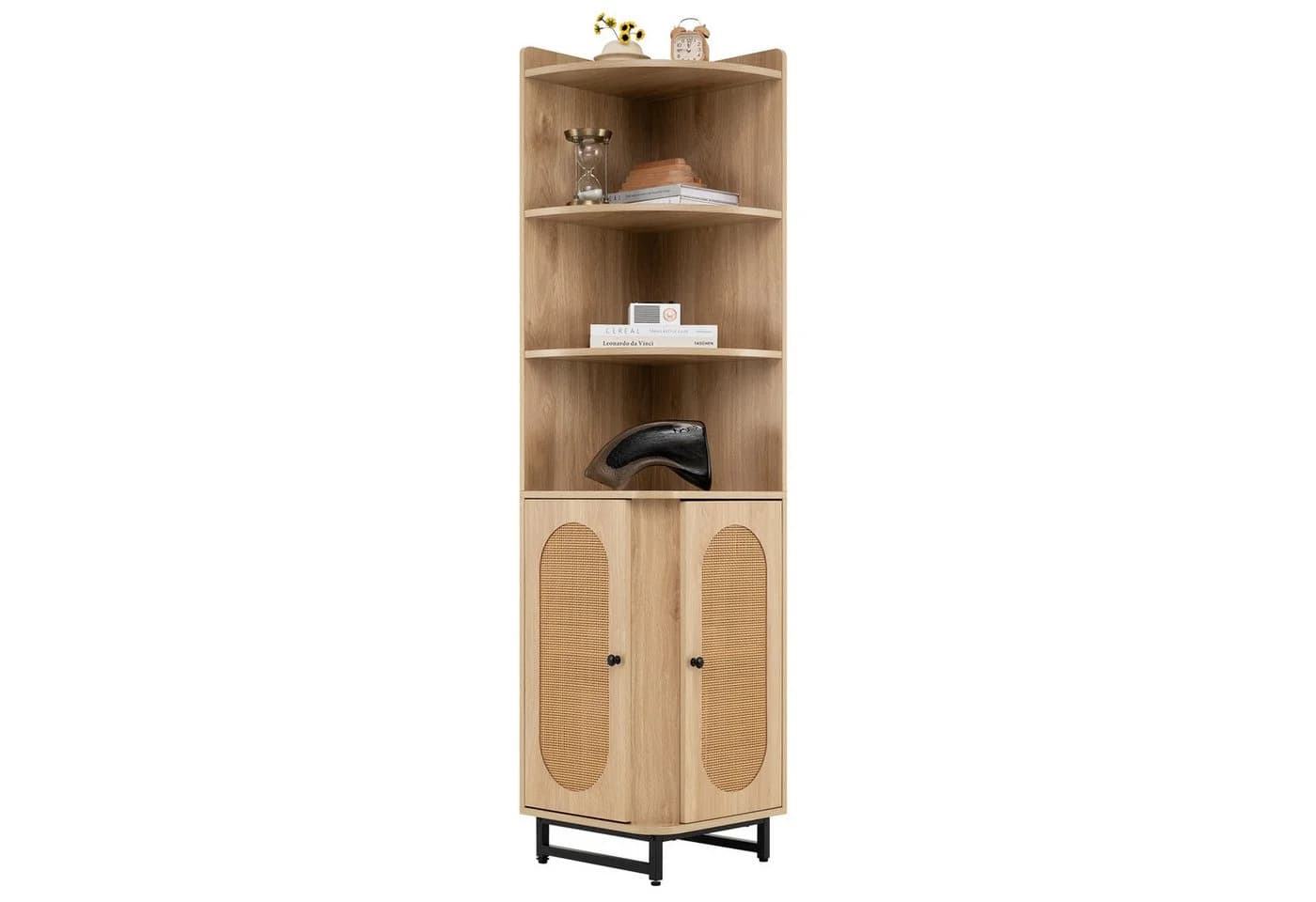 COSTWAY Bücherregal Eckregal 172cm Hochschrank mit 4 Regalen beige - Bild 2
