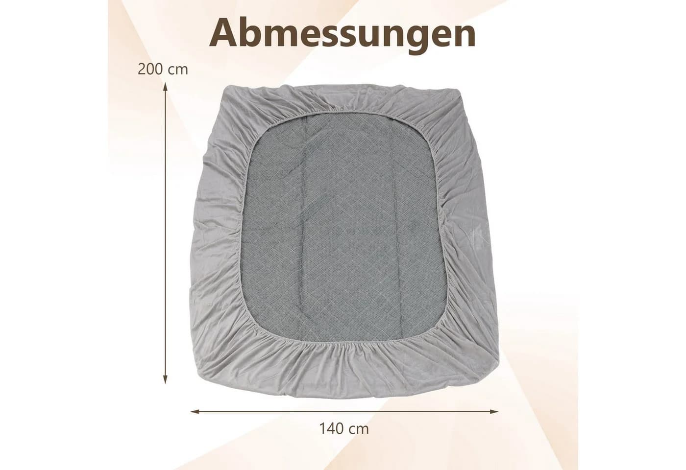 COSTWAY Matratzenschoner Grau mit Schwammpolsterung - Bild 3